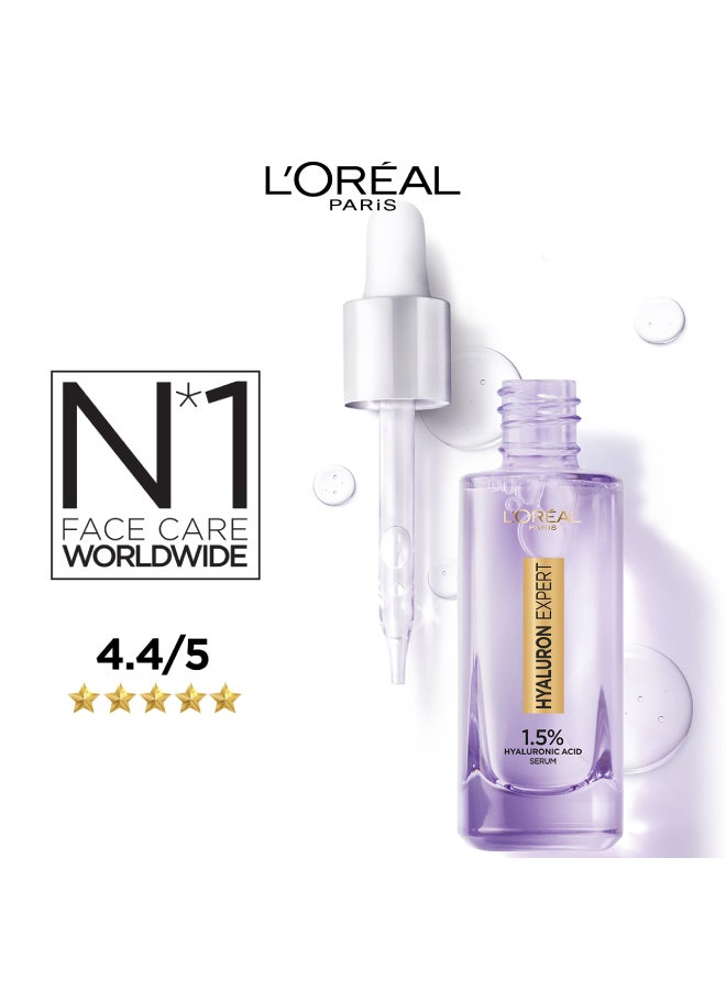 L'OREAL PARIS - Hyaluron Expert Replumping Serum With Hyaluronic Acid-Reduces fine lines  - Clear 50ml - Image 1