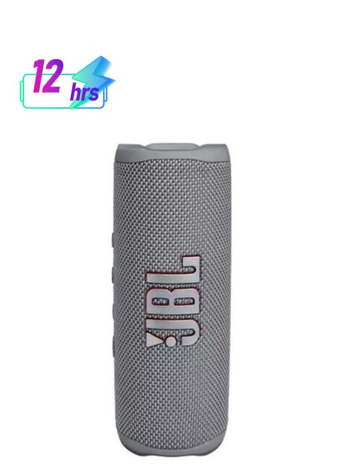 مكبر صوت Flip 6 محمول مقاوم للماء IP67 مع صوت Jbl Original Pro - مكبر صوت ثنائي الاتجاه - باس عميق - بطارية 12 ساعة رمادي
