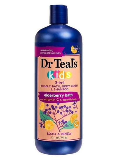 Dr Teal's Kids 3-in-1 Bubble Bath, Body Wash & Shampoo with Elderberry & Vitamin C