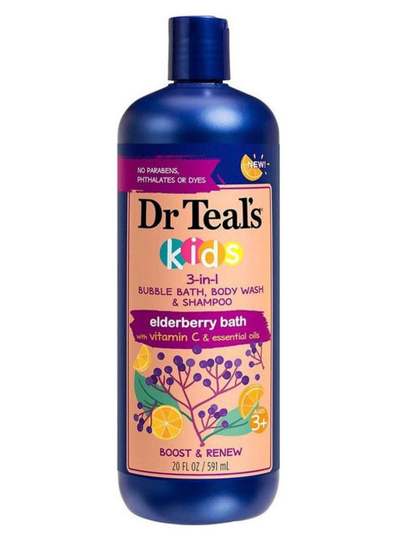 دكتور تيل حمام فقاعات 3 في 1 للأطفال، غسول للجسم وشامبو بلسانهم وفيتامين سي