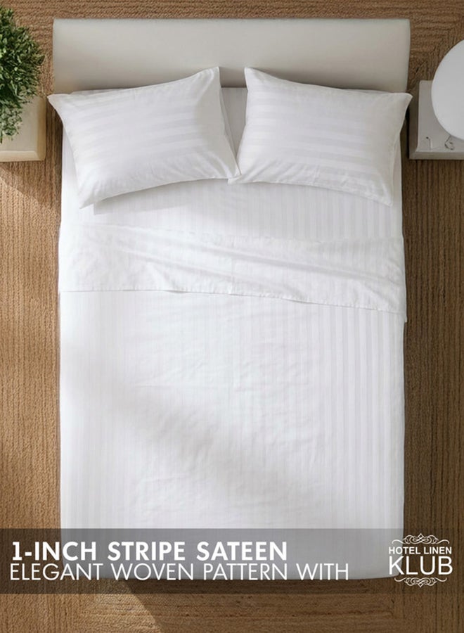 Hotel Linen Klub 100% Cotton 600TC King Bed Sheet Set White 260x280cm - Image 3