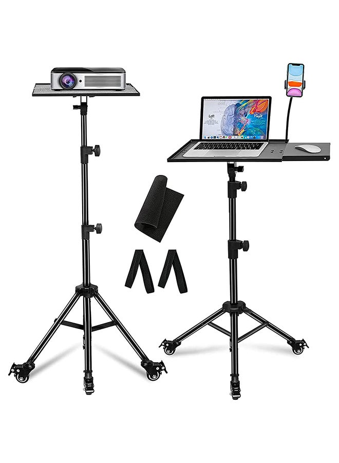 Wownect Universal Workstation Projector Tripod Stand with Wheels Black  - Image 2
