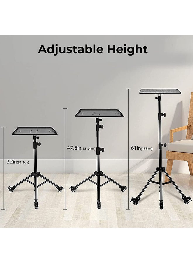 Wownect Universal Workstation Projector Tripod Stand with Wheels Black  - Image 4