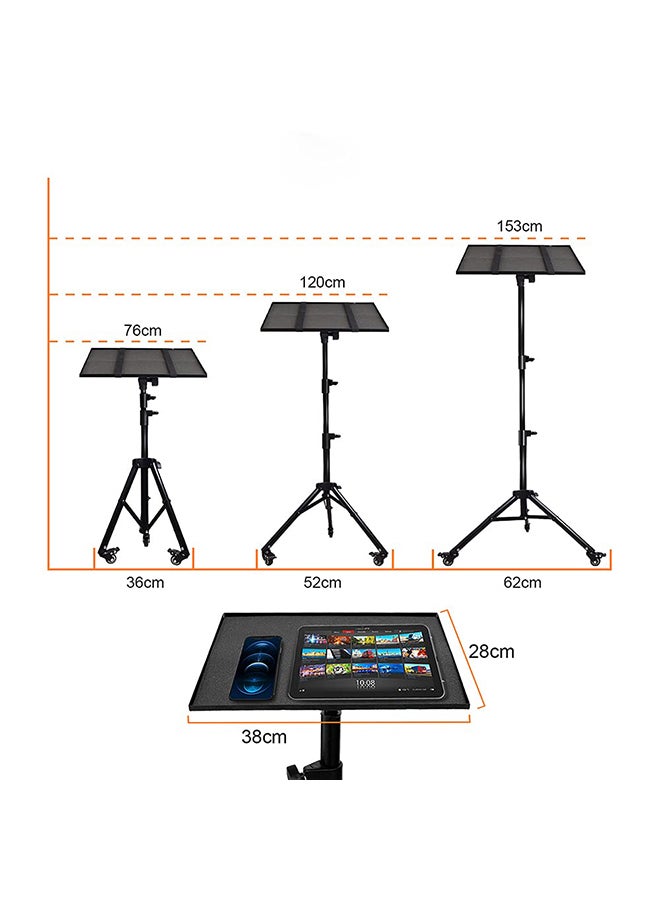 Wownect Universal Workstation Projector Tripod Stand with Wheels Black  - Image 3