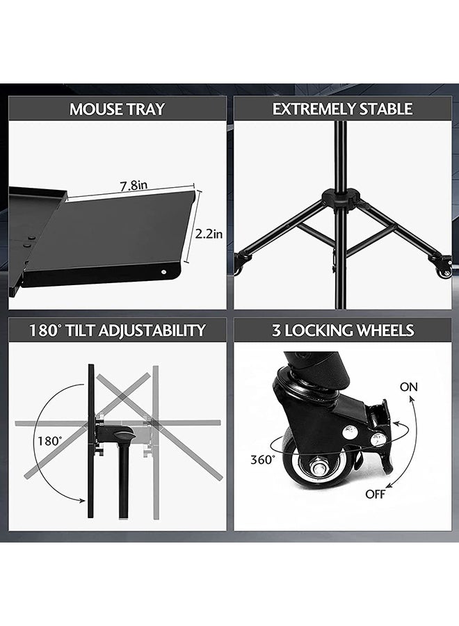 Wownect Universal Workstation Projector Tripod Stand with Wheels Black  - Image 5
