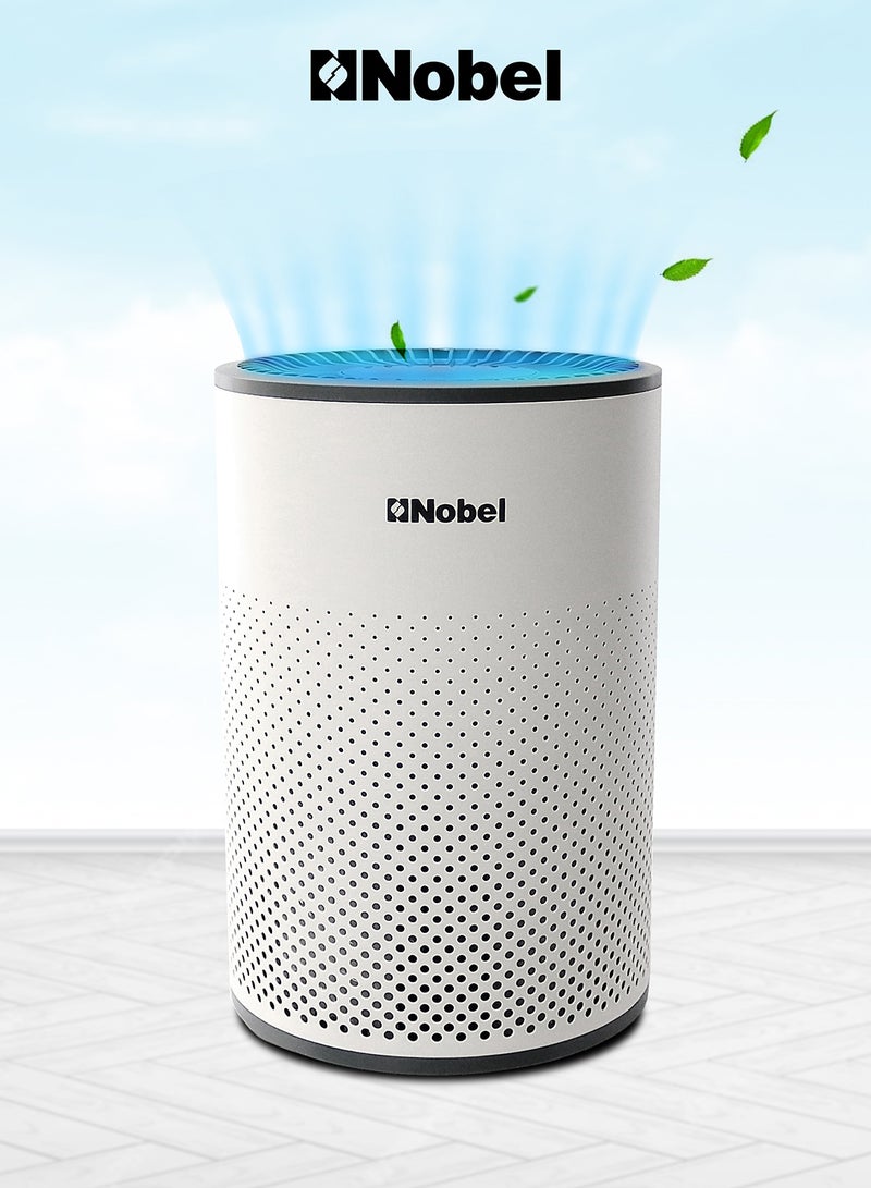 Nobel 3 Filters (Pre-filter, Carbon and HEPA Filter) Air Purifier 14 Square Meter Area To Clean 3 HEPA Filters 4 Speed Ambiant Light NAP120 White  - Image 1