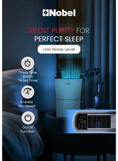 Nobel Air Purifier 48 Square Meter Area To Clean 3 Filters 4 Speed LED Indicator NAP400 White  - Image 5