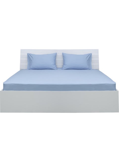 3-Piece Bedding Sheets And Pillow Cases Set Cotton Blend Blue 150 x 200cm