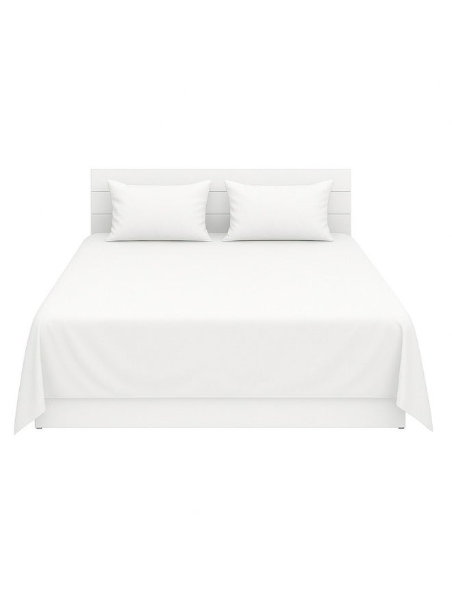 Hotel Linen Klub 3-Piece Flat Sheet With Pillowcases Set Cotton Blend White 240x260cm - Image 1