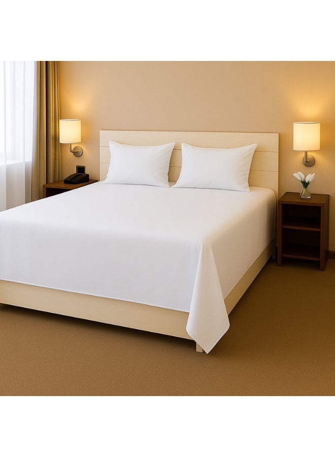 Hotel Linen Klub 3-Piece Flat Sheet With Pillowcases Set Cotton Blend White 240x260cm - Image 2