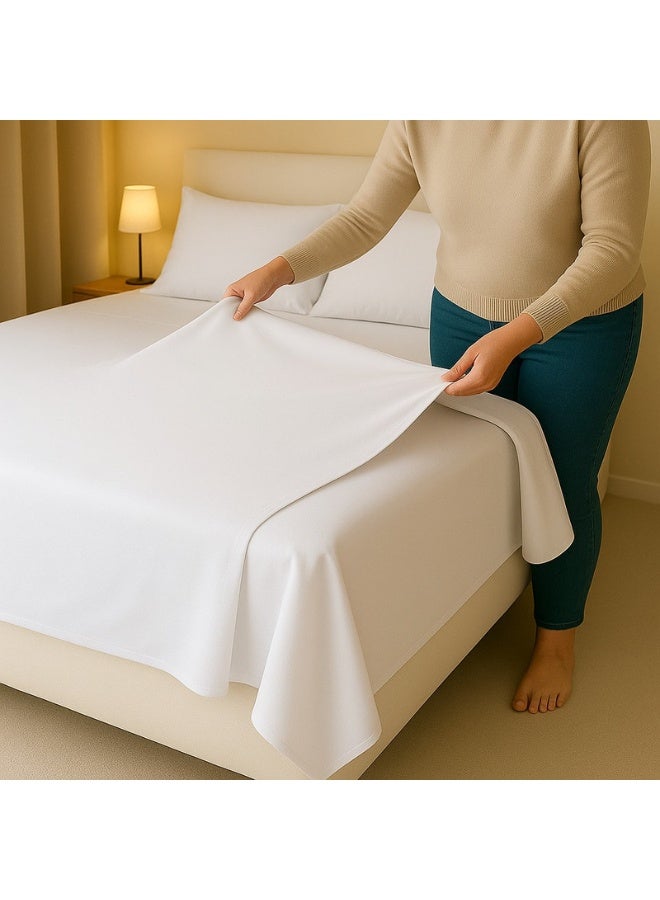 Hotel Linen Klub 3-Piece Flat Sheet With Pillowcases Set Cotton Blend White 240x260cm - Image 4