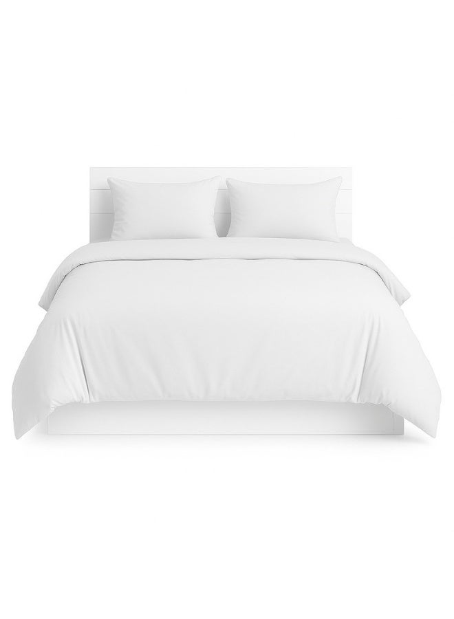 Hotel Linen Klub 3-Piece Duvet Cover With Pillowcases Cotton Blend White 220 x 240cm - Image 1