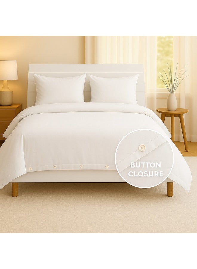 Hotel Linen Klub 3-Piece Duvet Cover With Pillowcases Cotton Blend White 240 x 260cm - Image 3