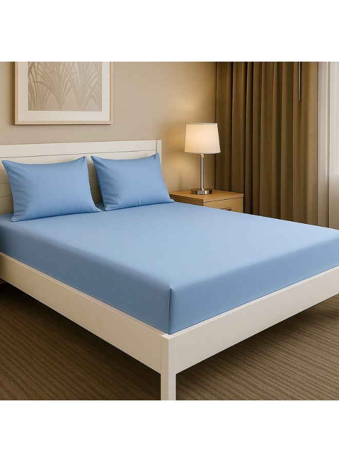 Princess 3-Piece Fitted Sheet And Pillowcases Set Cotton Blend Blue 180x200cm - Image 2