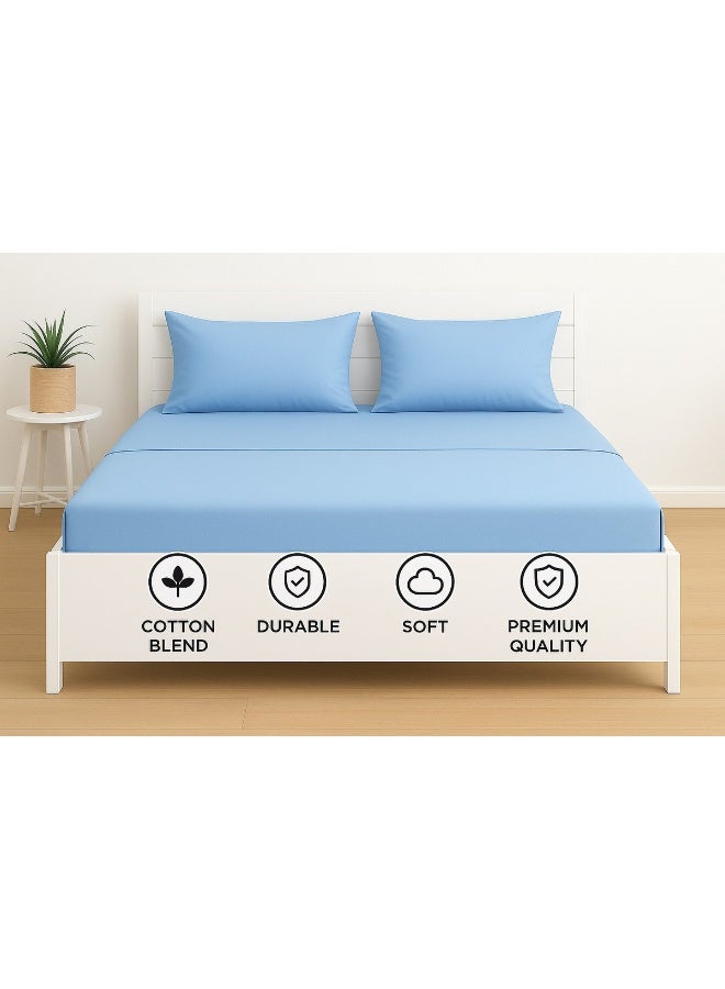 Princess 3-Piece Fitted Sheet And Pillowcases Set Cotton Blend Blue 180x200cm - Image 5