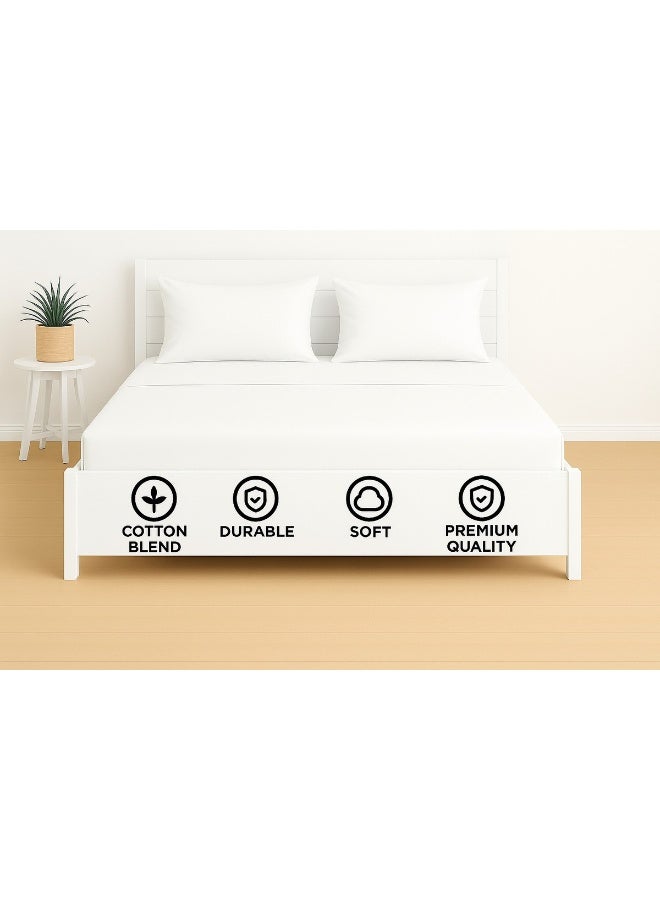 هوتيل لينين كلوب طقم ملاءات جاهزة مقاس كينج من Deyarco مكون من 3 قطع يتضمن 1x شرشف مثبت 200x200+30 سم، 2xكيس وسادة 50x75 سم مزيج القطن أبيض مزيج القطن أبيض 200x200سم - Image 5