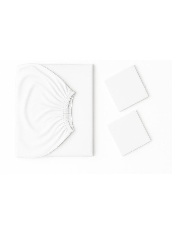 هوتيل لينين كلوب طقم ملاءات جاهزة مقاس كينج من Deyarco مكون من 3 قطع يتضمن 1x شرشف مثبت 200x200+30 سم، 2xكيس وسادة 50x75 سم مزيج القطن أبيض مزيج القطن أبيض 200x200سم - Image 4