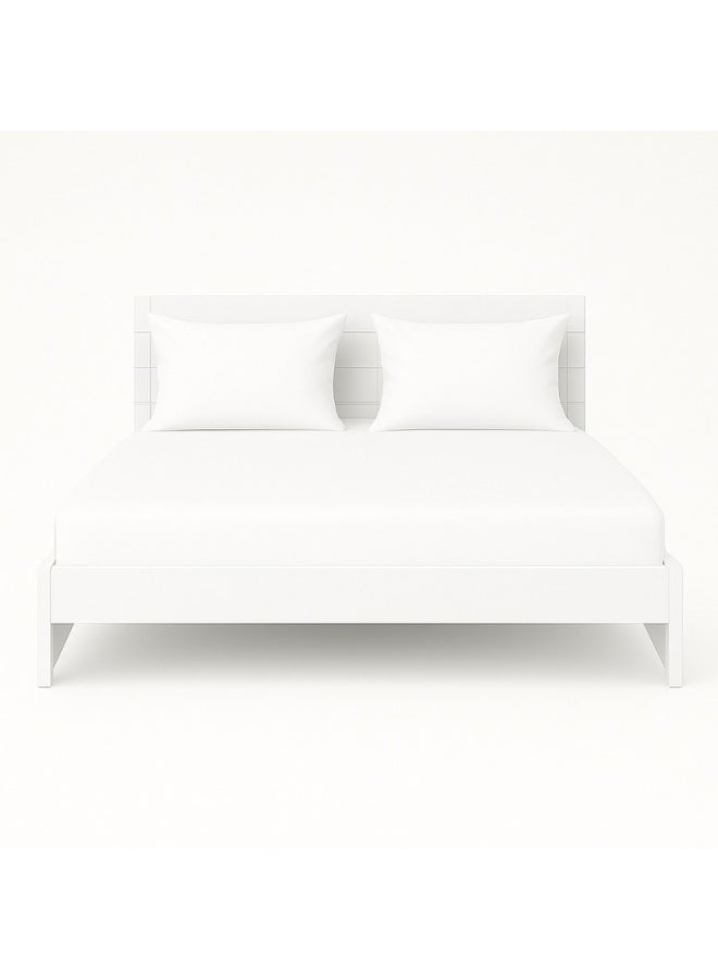 هوتيل لينين كلوب طقم ملاءات جاهزة مقاس كينج من Deyarco مكون من 3 قطع يتضمن 1x شرشف مثبت 200x200+30 سم، 2xكيس وسادة 50x75 سم مزيج القطن أبيض مزيج القطن أبيض 200x200سم - Image 1