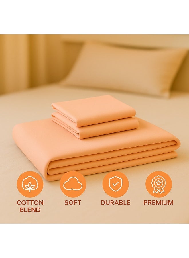 Princess 2-Piece Flat Sheet With Pillowcases Set Includes 1xFlat Sheet 170x240 cm, 1xPillow Case 50x75 cm Cotton Blend Peach 50x75cm - Image 3