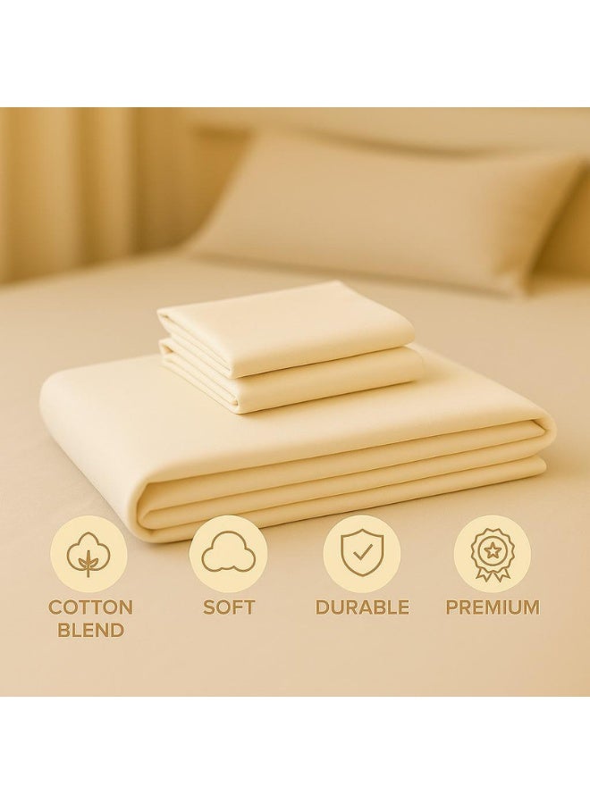 Princess 3-Piece Duvet Cover With Pillowcases Cotton Blend Cream 220 x 240cm - Image 5