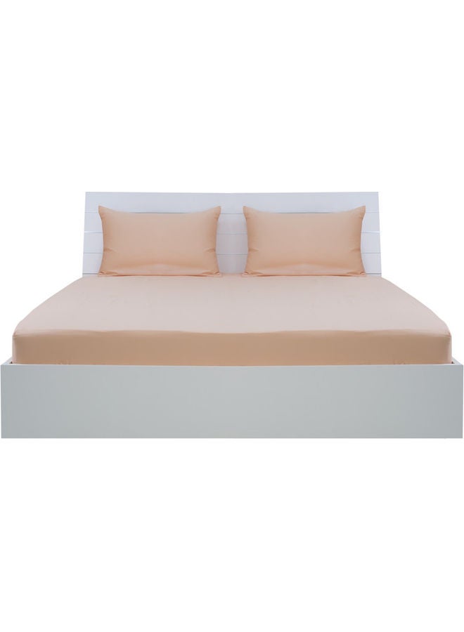 Princess 3-Piece Fitted Sheet And Pillowcases Set Cotton Blend Peach 180x200cm  - Image 1