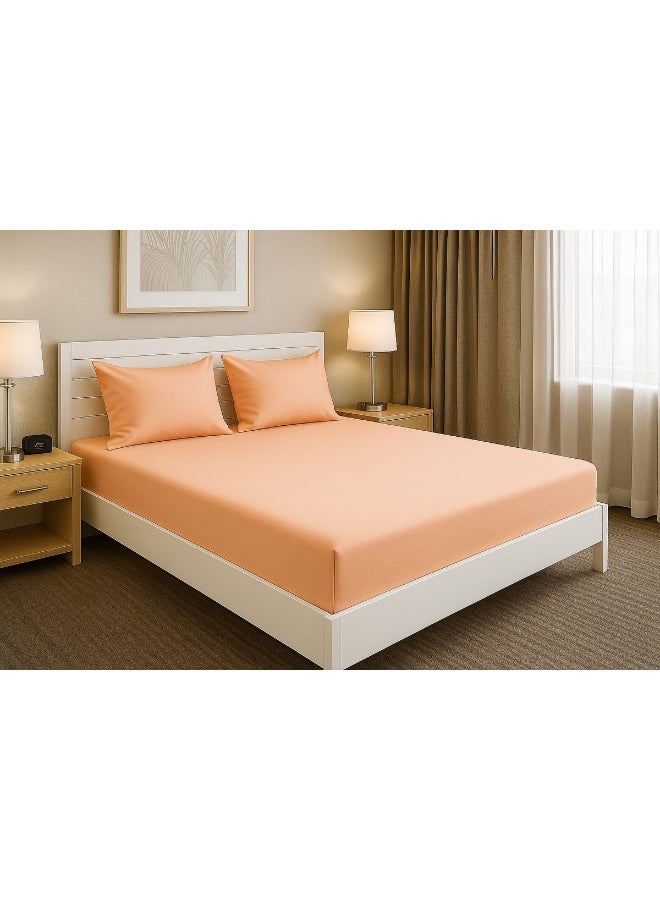 Princess 3-Piece Fitted Sheet And Pillowcases Set Cotton Blend Peach 180x200cm - Image 2