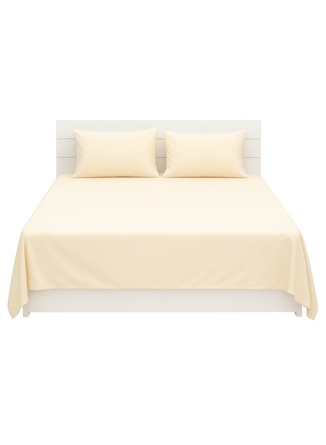 Hotel Linen Klub 1Pc Single Flat Sheet Set-Fabric:  144Tc Cotton Blend -Size: 170x240cm + 1 pillowcase 50x75cm Cotton Blend Cream 50x75cm - Image 1