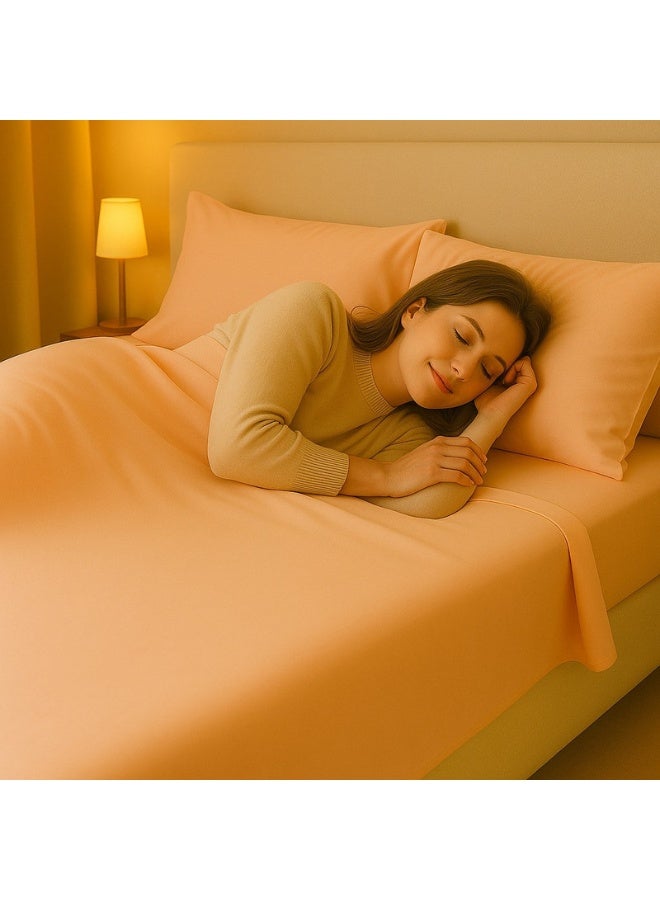 Princess 2-Piece Deyarco Single Size Sheet Set Cotton Blend Peach 120x200+25cm - Image 5