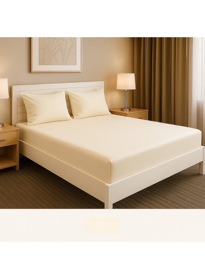 Princess 3-Piece Fitted Sheet With Pillowcases Set Cotton Blend Cream 150 x 200cm - Image 2