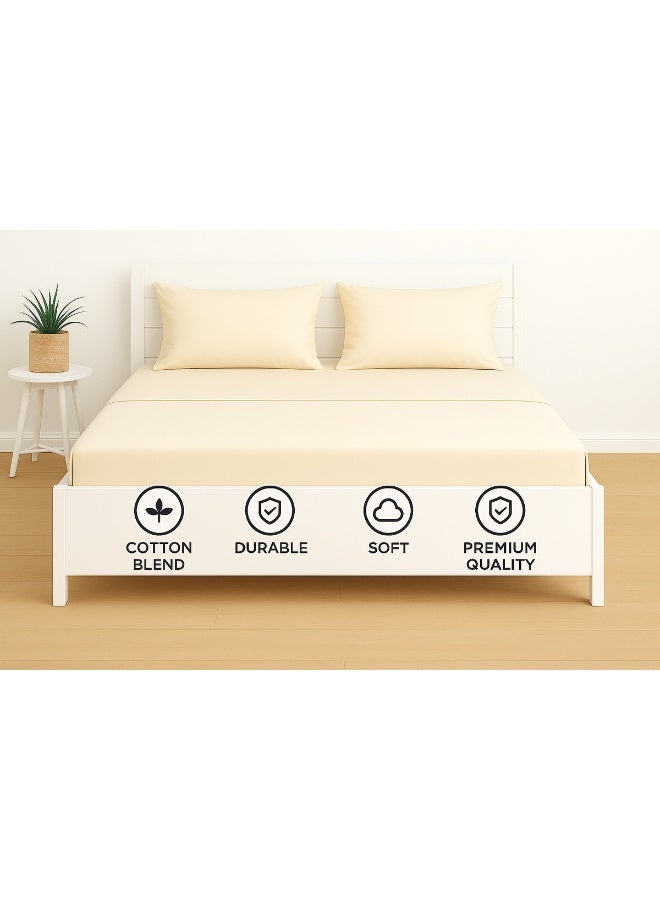 Princess 3-Piece Fitted Sheet With Pillowcases Set Cotton Blend Cream 150 x 200cm - Image 5