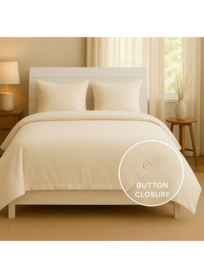 Hotel Linen Klub 2-Piece Deyarco Single Size Duvet Cover Set Cotton Blend Cream - Image 3