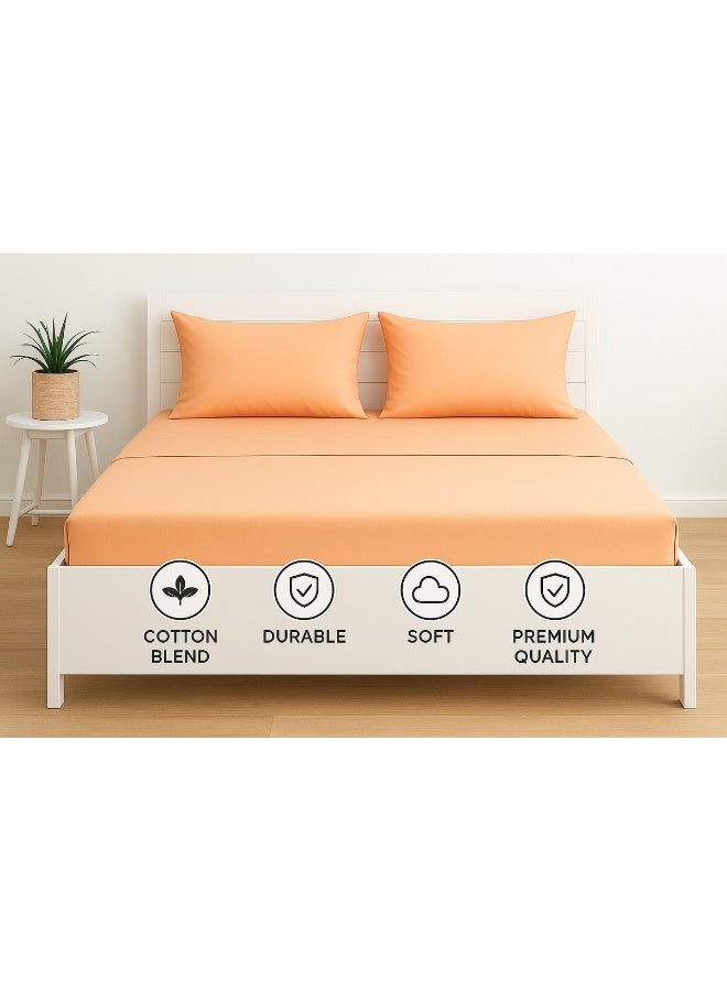 Princess 3-Piece Fitted Sheet With Pillowcases Set Cotton Blend Peach 150 x 200cm - Image 5