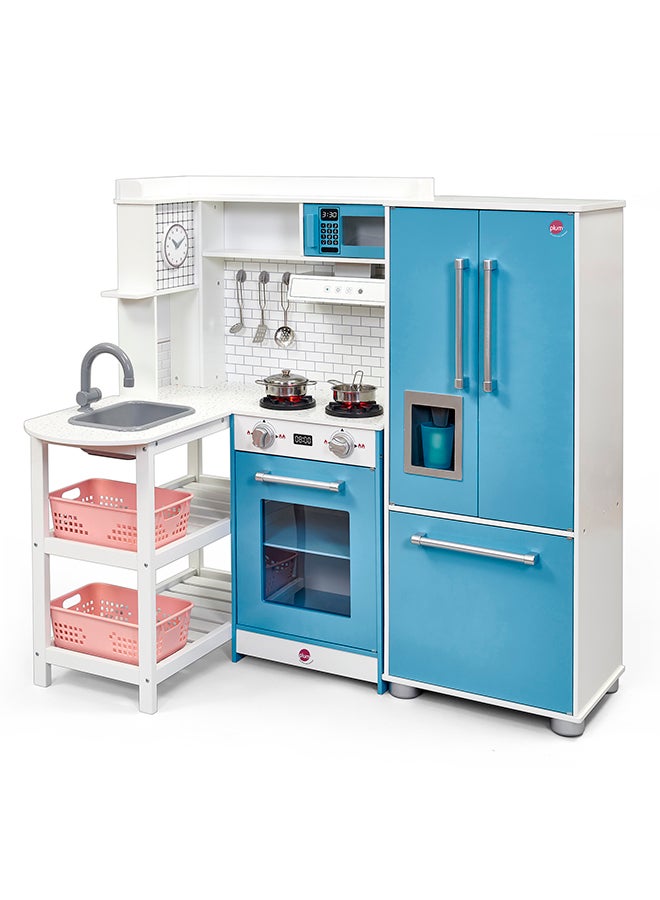 Plum Penne Pantry Wooden Corner Kitchen With Fridge – Berry Blue 105x101x70cm 105x101x70cm - Image 2