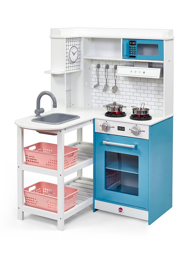 Plum Penne Pantry Wooden Corner Kitchen With Fridge – Berry Blue 105x101x70cm 105x101x70cm - Image 4