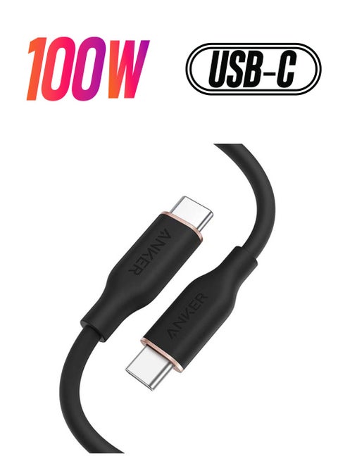 USB-C to USB-C Cable, Cable 100W 3ft, USB 2.0 Type C Charging Cable Fast Charge for MacBook Pro/Air (M1/M2), iPad Pro/Air/Mini, Galaxy S24/S23/S22, Pixel 8/7/6, Switch, and More(Midnight Black) Black
