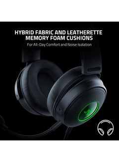 RAZER Razer Kraken V3 Wired USB Gaming Headset - Triforce Titanium 50mm Drivers, Hybrid Fabric & Leatherette Memory Foam Cushions, Detachable HyperClear Mic - Black  - Image 5