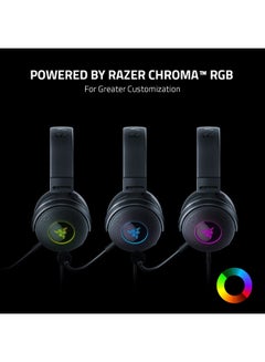 RAZER Razer Kraken V3 Wired USB Gaming Headset - Triforce Titanium 50mm Drivers, Hybrid Fabric & Leatherette Memory Foam Cushions, Detachable HyperClear Mic - Black  - Image 4