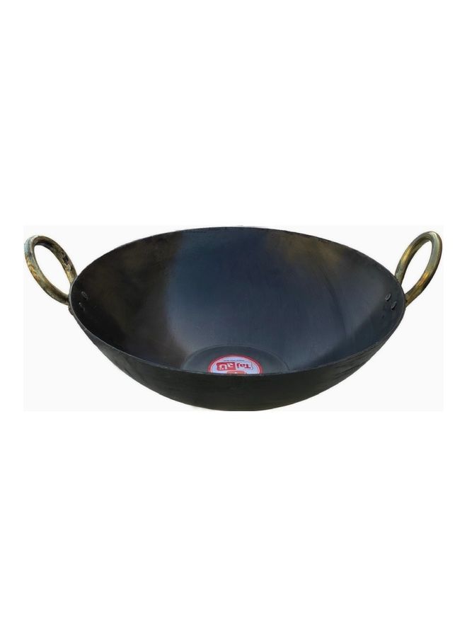 TAJ Iron Flat Bottom Deep Kadai/Wok Black 28.5cm - Image 1
