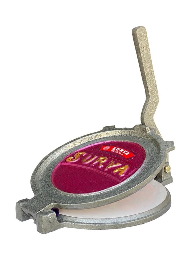 Surya Cast Iron Heavy Puri/Pathiri/Chappati/Tortilla Press Silver 19cm 