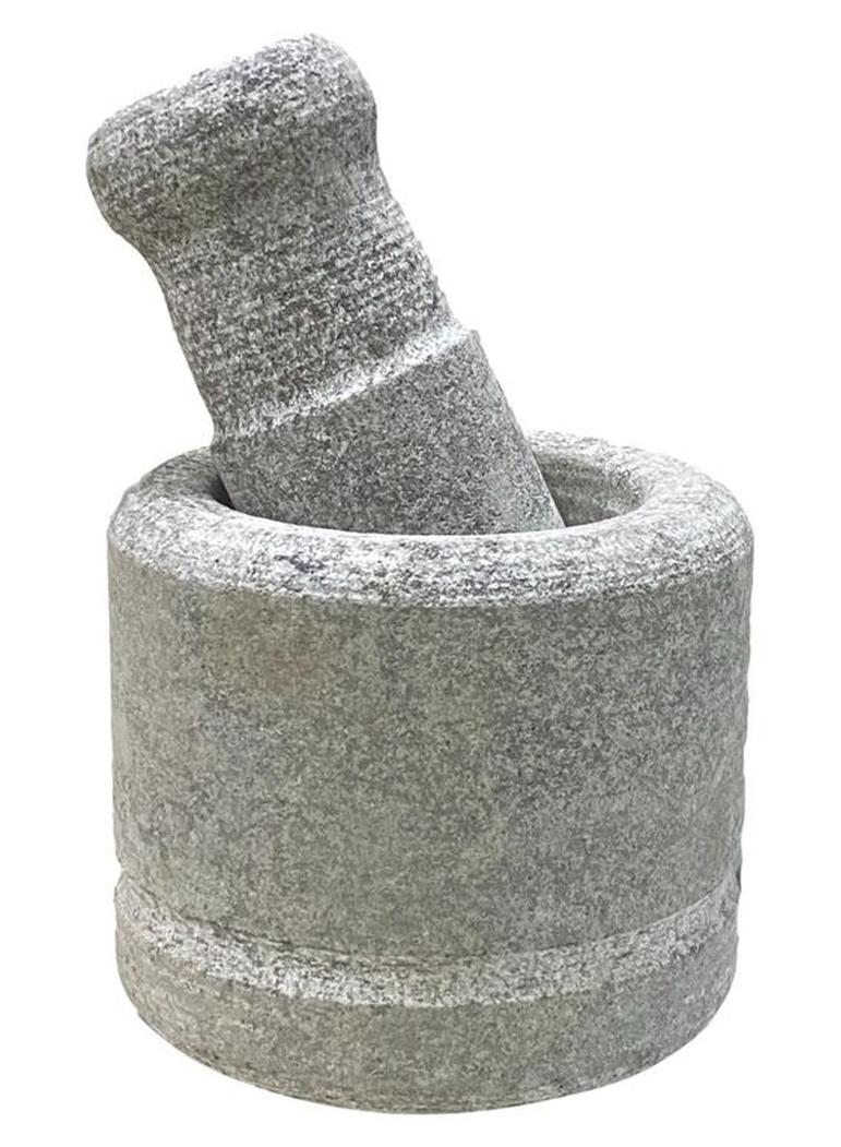 هاون ومدقة صابون طبيعي من حجر خام الجرانيت رمادي 10.5x8x10.5 سم رمادي 10.5x8x10.5سم