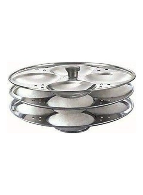 Stainless Steel Idli Stand 3 Rack 14 Pits Silver 19x11.5cm