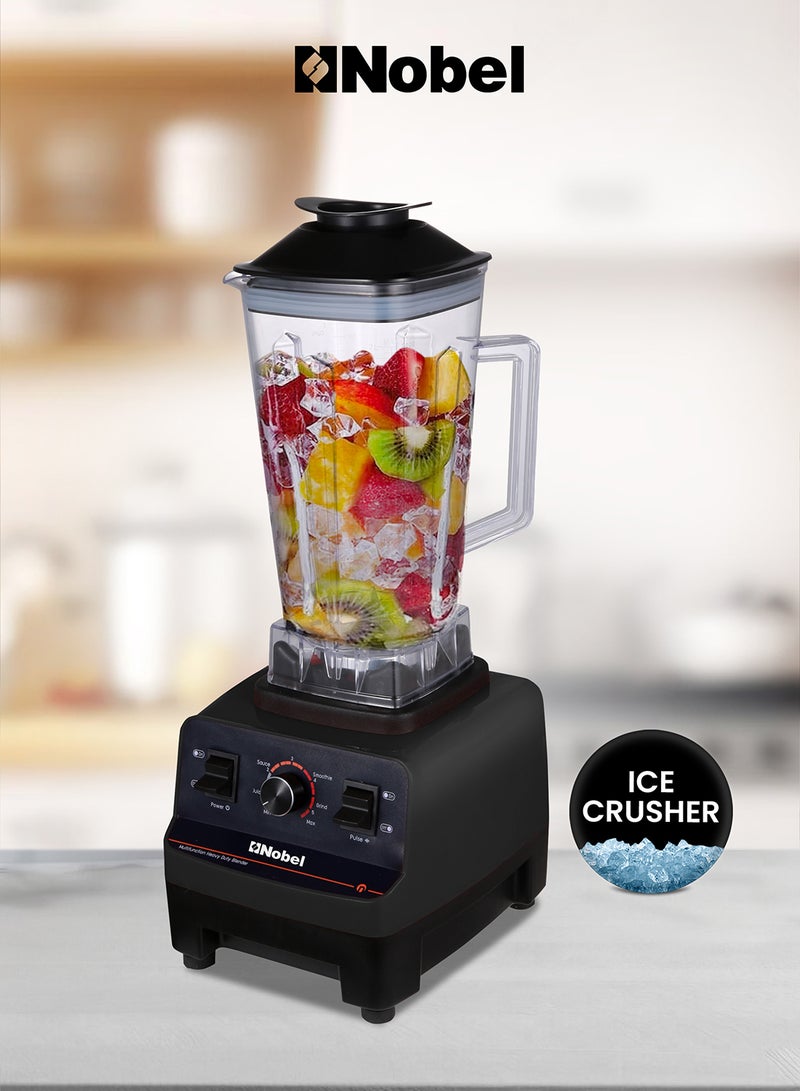 Nobel - Commercial Blender with 2 Litre Unbreakable Jar, Stepless Speed Control & 6pcs Ice Crushing Cutting Blades with Over Heat Protection 2 L 1350 W NB550COM Black - Image 1