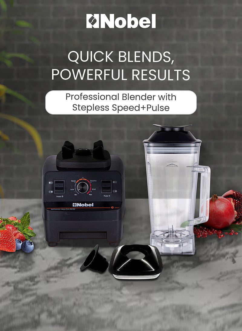 Nobel - Commercial Blender with 2 Litre Unbreakable Jar, Stepless Speed Control & 6pcs Ice Crushing Cutting Blades with Over Heat Protection 2 L 1350 W NB550COM Black - Image 1