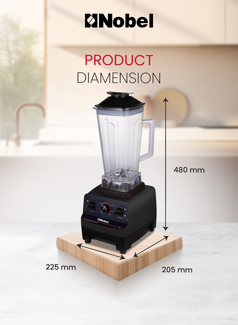 Nobel - Commercial Blender with 2 Litre Unbreakable Jar, Stepless Speed Control & 6pcs Ice Crushing Cutting Blades with Over Heat Protection 2 L 1350 W NB550COM Black - Image 1