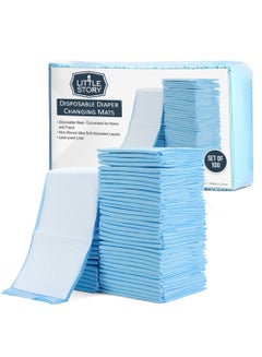 Little Story Pack Of 100 Portable Disposable Diaper Changing Soft Waterproof Mats - Blue  - Image 1
