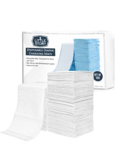 Little Story Pack Of 100 Portable Disposable Diaper Changing Soft Waterproof Mats - White  - Image 1