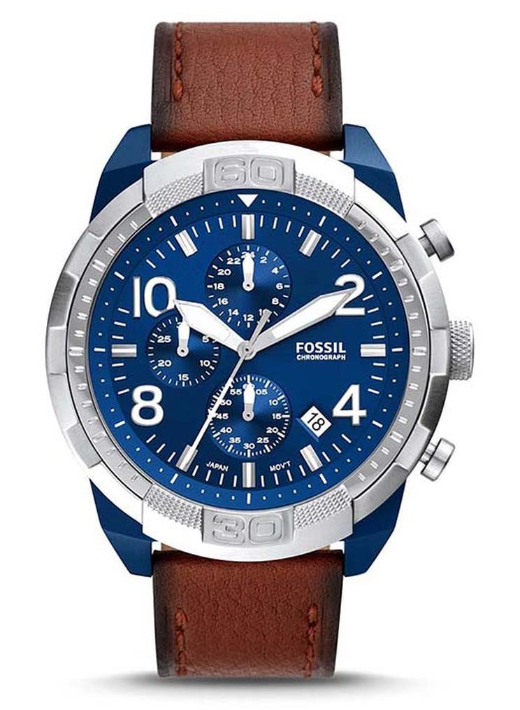 FOSSIL Men's Bronson Leather Strap Chronograph Wrist Watch FS5829 - 50 mm - Brown - Image 1