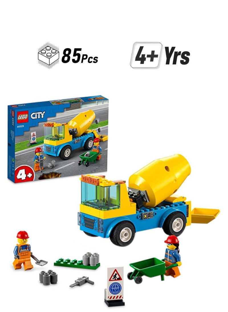 LEGO 60325 City Cement Mixer Truck 60325 Building Kit (85 Pieces) 85 4+ Years - Image 1