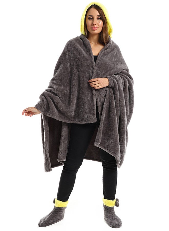snooze Wearable Blanket Set 3 Pieces Combination Grey/Yellow 130x110cm  - Image 1