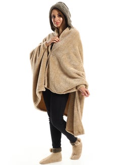 snooze Wearable Blanket Set 3 Pieces Combination Beige/Dark Green 130x110cm  - Image 5